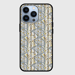 Чехол для iPhone 13 Pro Бежевые светлые узоры, цвет: 3D-черный