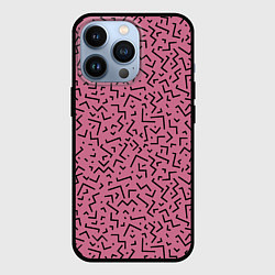 Чехол для iPhone 13 Pro Минималистический паттерн на розовом фоне, цвет: 3D-черный