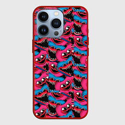 Чехол для iPhone 13 Pro POPPY PLAYTIME HAGGY WAGGY AND KISSY MISSY ПАТТЕРН, цвет: 3D-красный