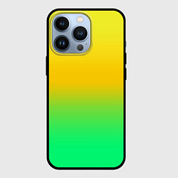 Чехол для iPhone 13 Pro Неоновый градиентный желто-зеленый фон, цвет: 3D-черный