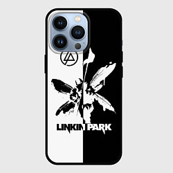 Чехол iPhone 13 Pro Linkin Park логотип черно-белый