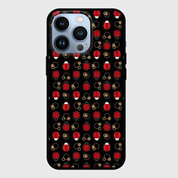 Чехол для iPhone 13 Pro Красные Божьи коровки на черном фоне ladybug, цвет: 3D-черный