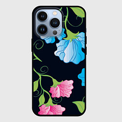Чехол для iPhone 13 Pro Яркие удивительные цветы в летней ночи, цвет: 3D-черный