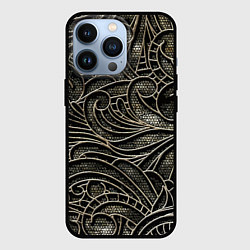 Чехол для iPhone 13 Pro Брутальный металлический орнамент, цвет: 3D-черный