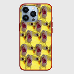 Чехол для iPhone 13 Pro Попугай Корелла Орёт Мем, цвет: 3D-красный