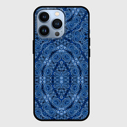 Чехол для iPhone 13 Pro Gray blue ethnic arabic ornament, цвет: 3D-черный