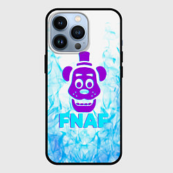 Чехол для iPhone 13 Pro Five Nights At Freddys - синий огонь на белом фоне, цвет: 3D-черный