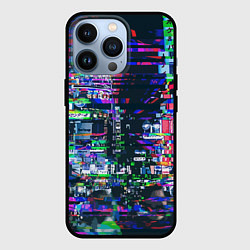 Чехол для iPhone 13 Pro Ночной город - glitch, цвет: 3D-черный