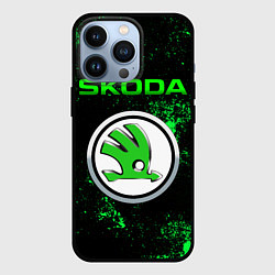 Чехол iPhone 13 Pro SKODA - ЗЕЛЕНЫЕ БРЫЗГИ