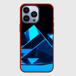 Чехол для iPhone 13 Pro Неоновые объёмный куб - Синий, цвет: 3D-красный