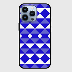 Чехол для iPhone 13 Pro Бело-синий геометрический узор, цвет: 3D-черный