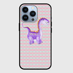 Чехол iPhone 13 Pro Фиолетовый маленький динозаврик