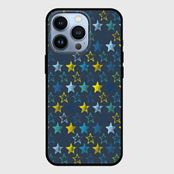 Чехол iPhone 13 Pro Парад звезд на синем фоне
