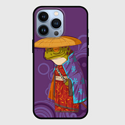 Чехол для iPhone 13 Pro Лягуха-самурай на фиолетовом фоне, цвет: 3D-черный