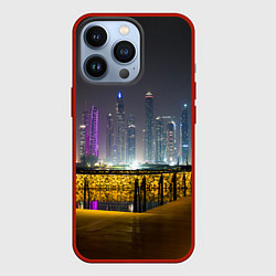 Чехол iPhone 13 Pro Неоновый ночной город и мост