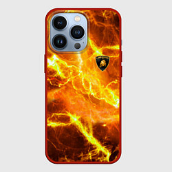 Чехол для iPhone 13 Pro Lamborghini - яркие молнии, цвет: 3D-красный