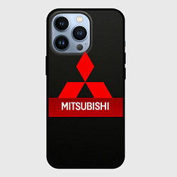 Чехол для iPhone 13 Pro Mitsubishi - логотип - красная полоса, цвет: 3D-черный