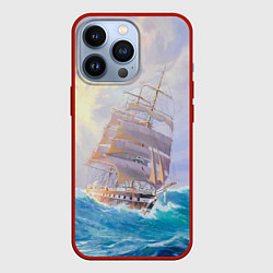Чехол iPhone 13 Pro Фрегат в штормовом океане