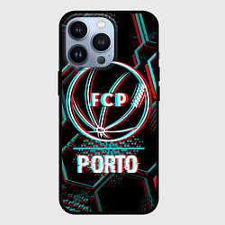 Чехол для iPhone 13 Pro Porto FC в стиле glitch на темном фоне, цвет: 3D-черный