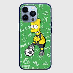 Чехол для iPhone 13 Pro Барт Симпсон - крутой футболист!, цвет: 3D-тёмно-синий