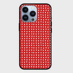 Чехол для iPhone 13 Pro Красные сердечки паттерн, цвет: 3D-черный