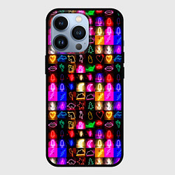 Чехол для iPhone 13 Pro Neon glowing objects, цвет: 3D-черный