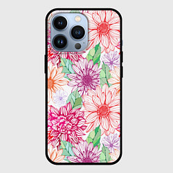 Чехол для iPhone 13 Pro Георгин и гербер, цвет: 3D-черный