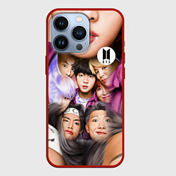 Чехол для iPhone 13 Pro BTS Team Photo, цвет: 3D-красный