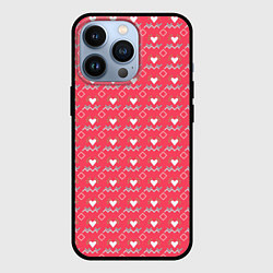 Чехол для iPhone 13 Pro Сердечки и линии - абстракция, цвет: 3D-черный