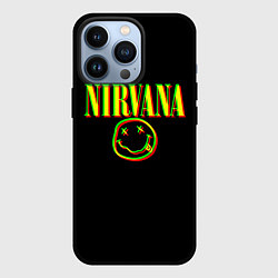 Чехол для iPhone 13 Pro Nirvana logo glitch, цвет: 3D-черный