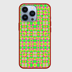 Чехол для iPhone 13 Pro Желтый, зеленый, малиновый калейдоскопический неон, цвет: 3D-красный