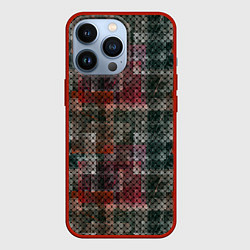 Чехол для iPhone 13 Pro Черный сетчатый узор на гранжевом фоне, цвет: 3D-красный