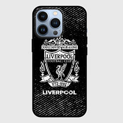 Чехол для iPhone 13 Pro Liverpool с потертостями на темном фоне, цвет: 3D-черный