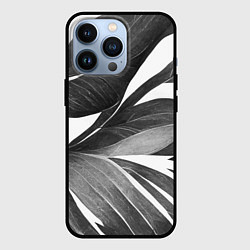 Чехол для iPhone 13 Pro Чёрно-белый тропический вайб, цвет: 3D-черный