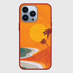 Чехол для iPhone 13 Pro Закат на побережье минимализм, цвет: 3D-красный