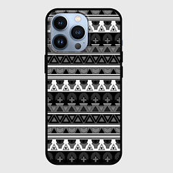 Чехол для iPhone 13 Pro Черно-белый скандинавский орнамент, цвет: 3D-черный