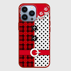Чехол iPhone 13 Pro Костюм новогодний Клоун фольклор красный с белым