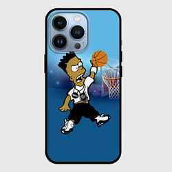 Чехол для iPhone 13 Pro Bart Jordan Simpson забивает мяч в кольцо, цвет: 3D-черный