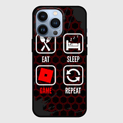 Чехол для iPhone 13 Pro Eat, sleep, Roblox, repeat, цвет: 3D-черный