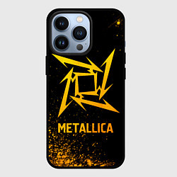 Чехол для iPhone 13 Pro Metallica - gold gradient, цвет: 3D-черный