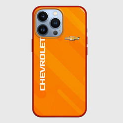 Чехол для iPhone 13 Pro Chevrolet Абстракция жёлтая, цвет: 3D-красный