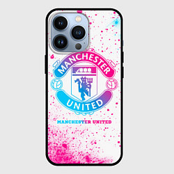 Чехол для iPhone 13 Pro Manchester United neon gradient style, цвет: 3D-черный