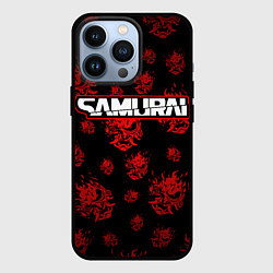 Чехол для iPhone 13 Pro Samurai - Красный паттерн - Cyberpunk, цвет: 3D-черный