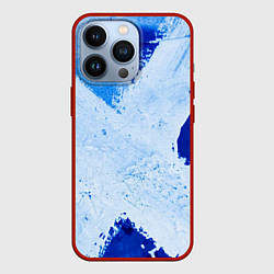 Чехол для iPhone 13 Pro Белый крест на синем фоне, цвет: 3D-красный