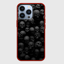 Чехол для iPhone 13 Pro Композиция из черепов - Dark, цвет: 3D-красный
