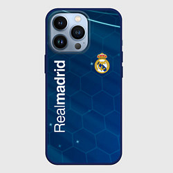 Чехол для iPhone 13 Pro Real madrid голубая абстракция, цвет: 3D-тёмно-синий