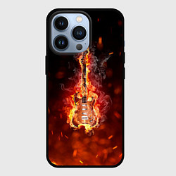 Чехол для iPhone 13 Pro Гитара - пламя, цвет: 3D-черный