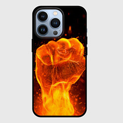 Чехол для iPhone 13 Pro Кулак в огне, цвет: 3D-черный
