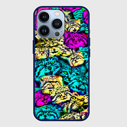 Чехол для iPhone 13 Pro Психоделические манулы, цвет: 3D-тёмно-синий