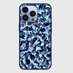 Чехол для iPhone 13 Pro Новогдние кролики, цвет: 3D-тёмно-синий
